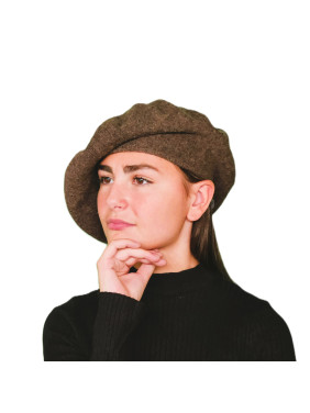Béret laine femme marron