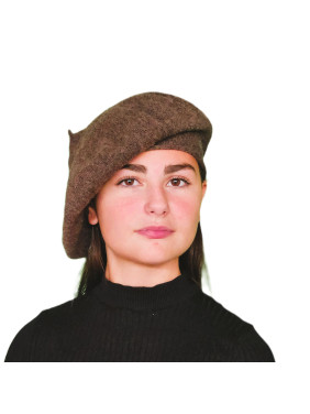 Béret laine femme marron
