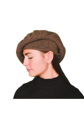 Béret laine femme marron