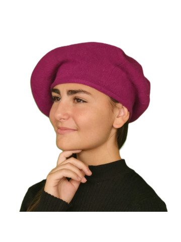 Béret laine femme prune