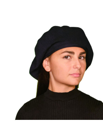 Grand béret coton marine