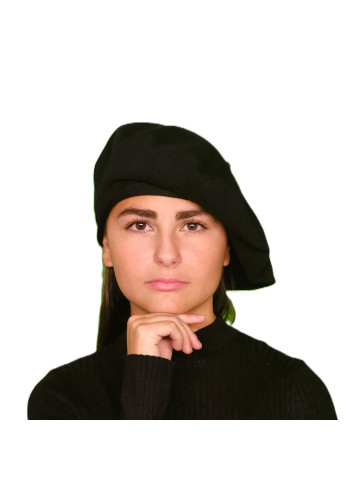 Grand béret coton noir