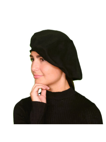 Grand béret coton noir