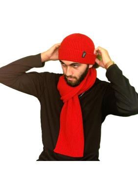 Ensemble bonnet écharpe éco-conception - rouge