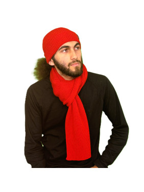 Ensemble bonnet écharpe éco-conception - rouge