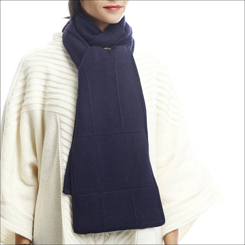 Écharpe classique 100% cachemire femme - bleu marine Écharpe classique 100% cachemire femme - bleu marine