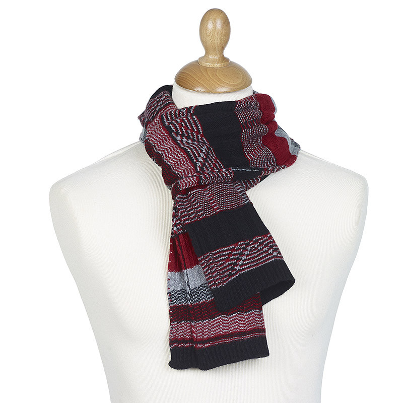 Écharpe jacquard fantaisie pure laine - noire Écharpe jacquard fantaisie pure laine - noire
