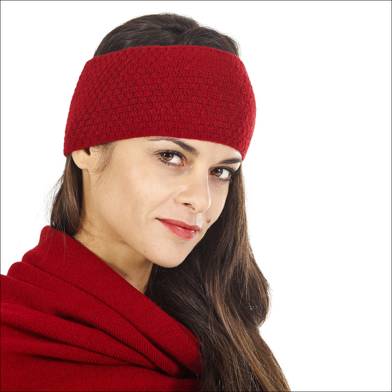 Bandeau hiver pure laine femme - rouge Bandeau hiver pure laine femme - rouge
