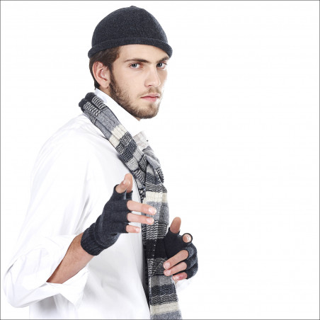 Ensembles bonnet gant écharpe homme fabriqués en France.