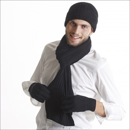 heekpek 5Pcs Ensemble Bonnet Echarpe Gant Homme Tricoté Tour De