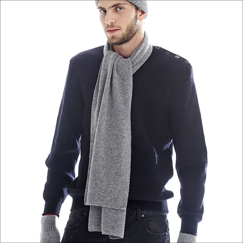Écharpe maille fine mérinos baby homme - gris Écharpe maille fine mérinos baby homme - gris