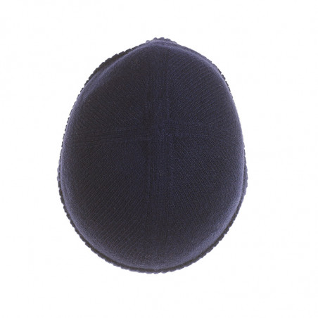 Bonnet classique pure laine femme - bleu marine