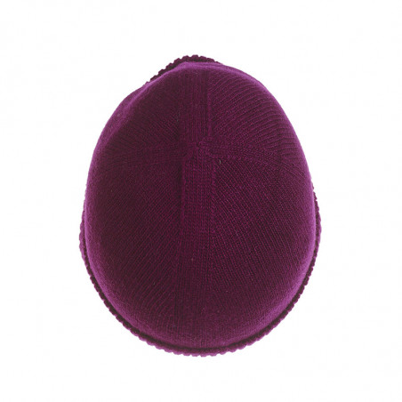 Bonnet classique pure laine femme - prune