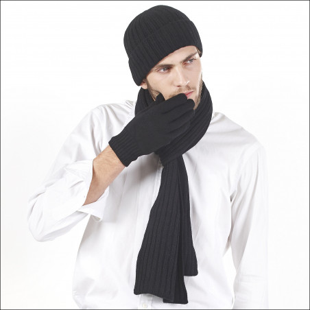 Bonnet cachemire homme épais Coloris Noir