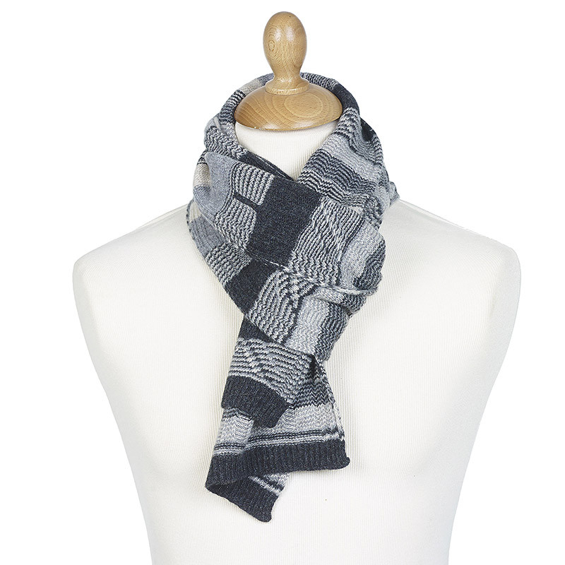 Écharpe jacquards laine mérinos homme - anthracite Écharpe jacquards laine mérinos homme - anthracite