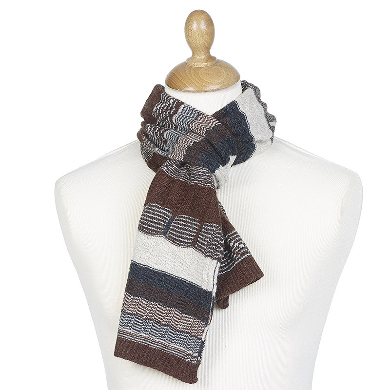 Écharpe jacquards laine mérinos femme - marron Écharpe jacquards laine mérinos femme - marron