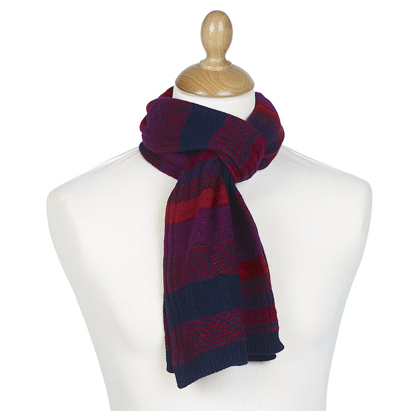 Écharpe jacquards laine mérinos femme - prune Écharpe jacquards laine mérinos femme - prune