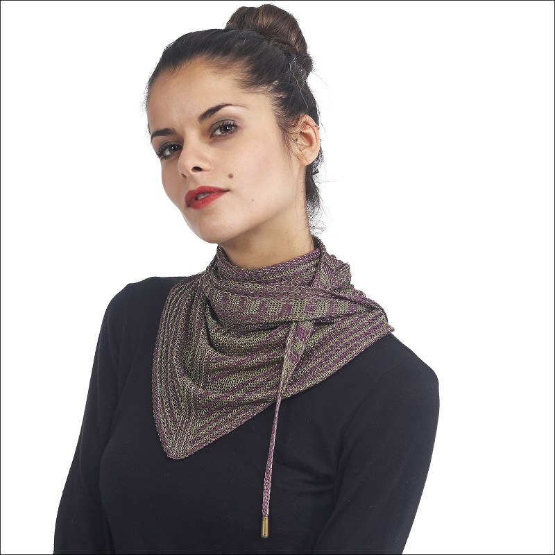 Fichu femme 100% soie - Prune / Vert Fichu femme 100% soie - Prune / Vert