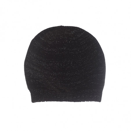 Bonnet profond cachemire brillant femme - noir