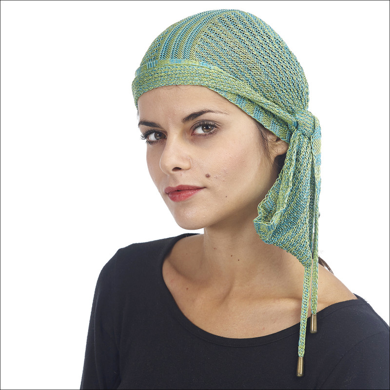 Fichu femme 100% soie - Vert / Bleu Fichu femme 100% soie - Vert / Bleu