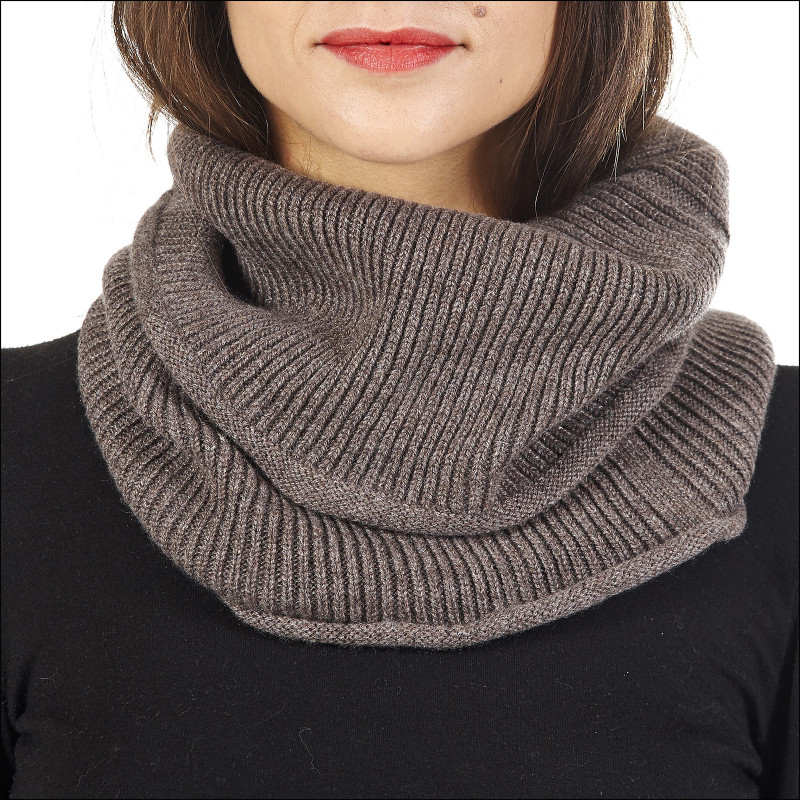 Faux col Snood 100% cachemire femme - marron