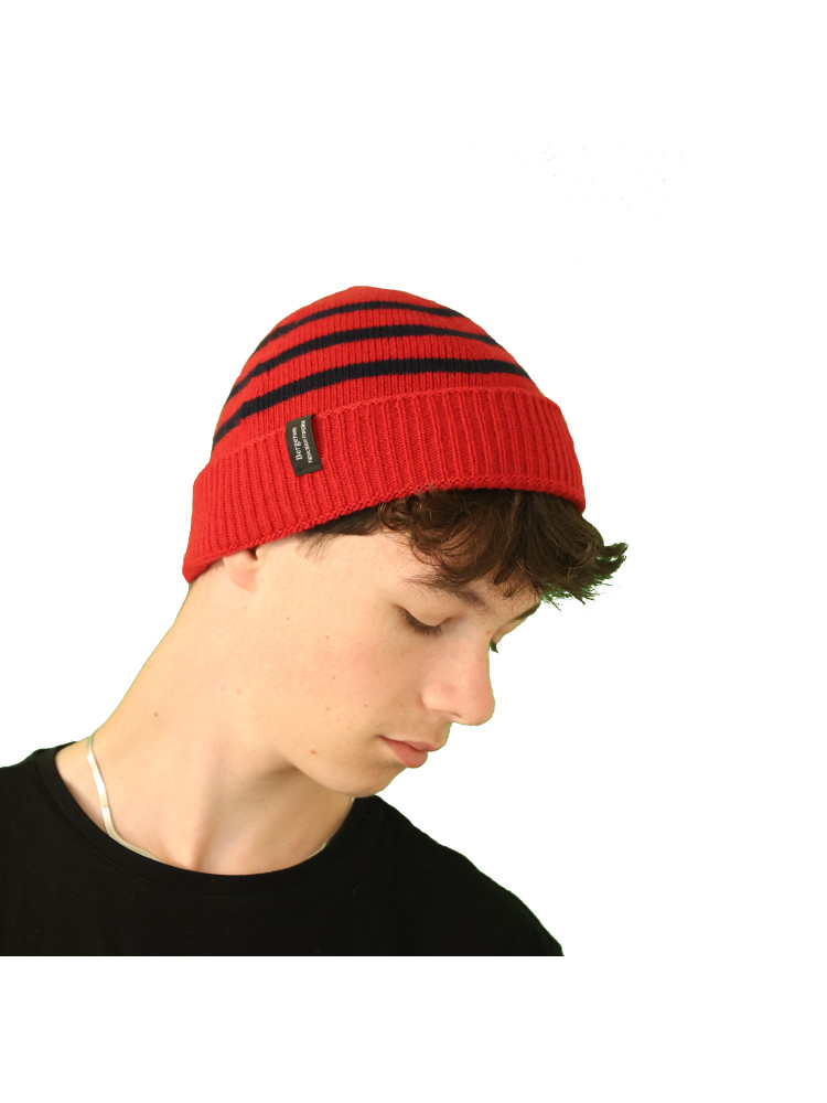Bonnet marin rayé laine rouge homme Bonnet marin rayé laine rouge homme