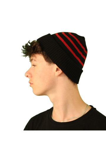 Bonnet homme rayé marin laine noir