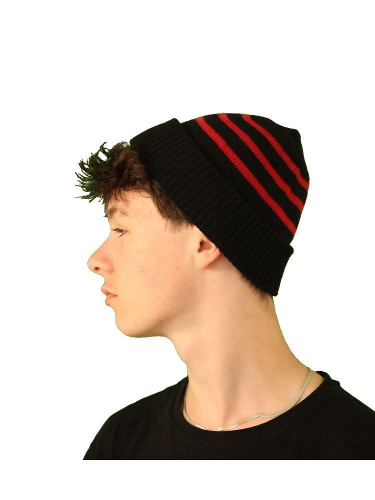 Bonnet homme rayé marin laine noir Bonnet homme rayé marin laine noir