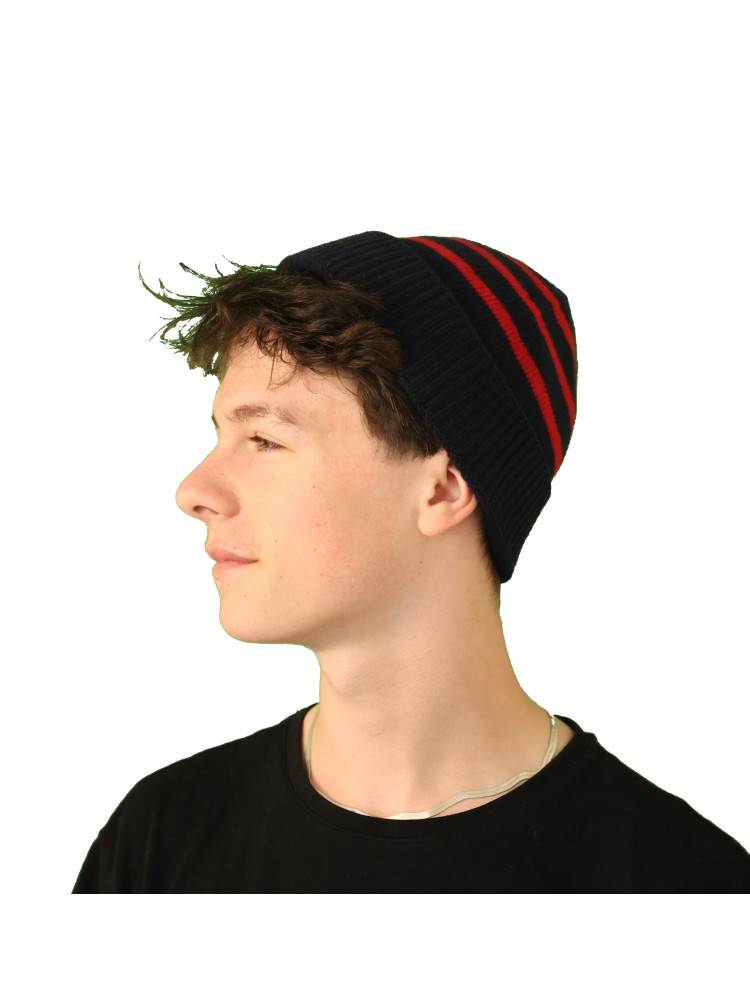Bonnet laine marin couleur marine - rouge Bonnet laine marin couleur marine - rouge