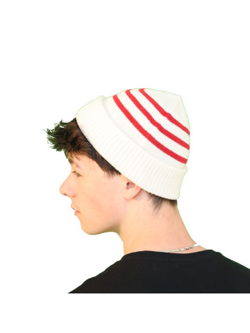 Bonnet marin rayé laine blanc - rouge pour homme