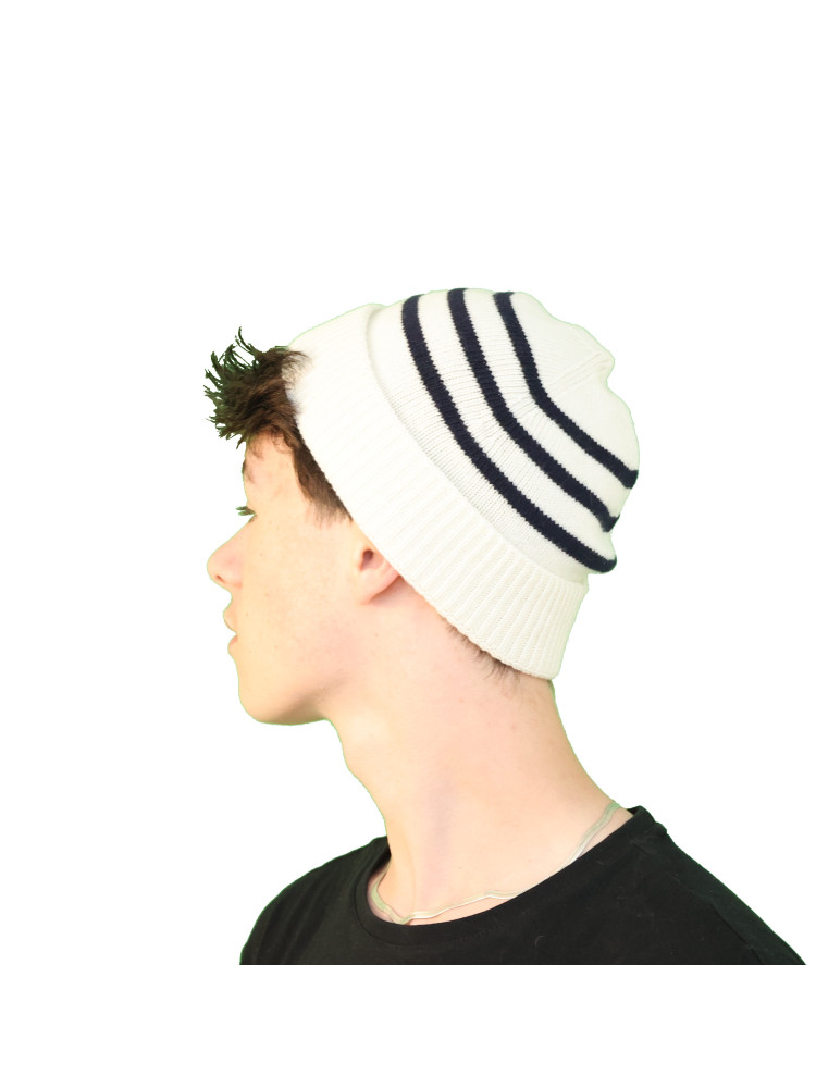 Bonnet marin rayé laine blanc - marine Bonnet marin rayé laine blanc - marine