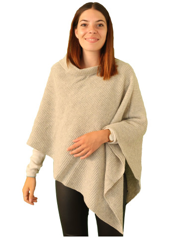 Poncho laine recyclée - gris