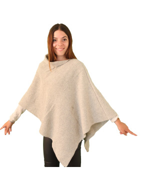 Poncho laine recyclée - gris