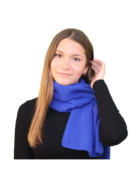 Écharpe maille fine 100% laine mérinos baby femme - bleu électrique