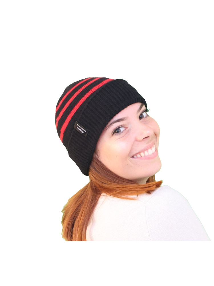 Bonnet femme rayé marin laine noire Bonnet femme rayé marin laine noire