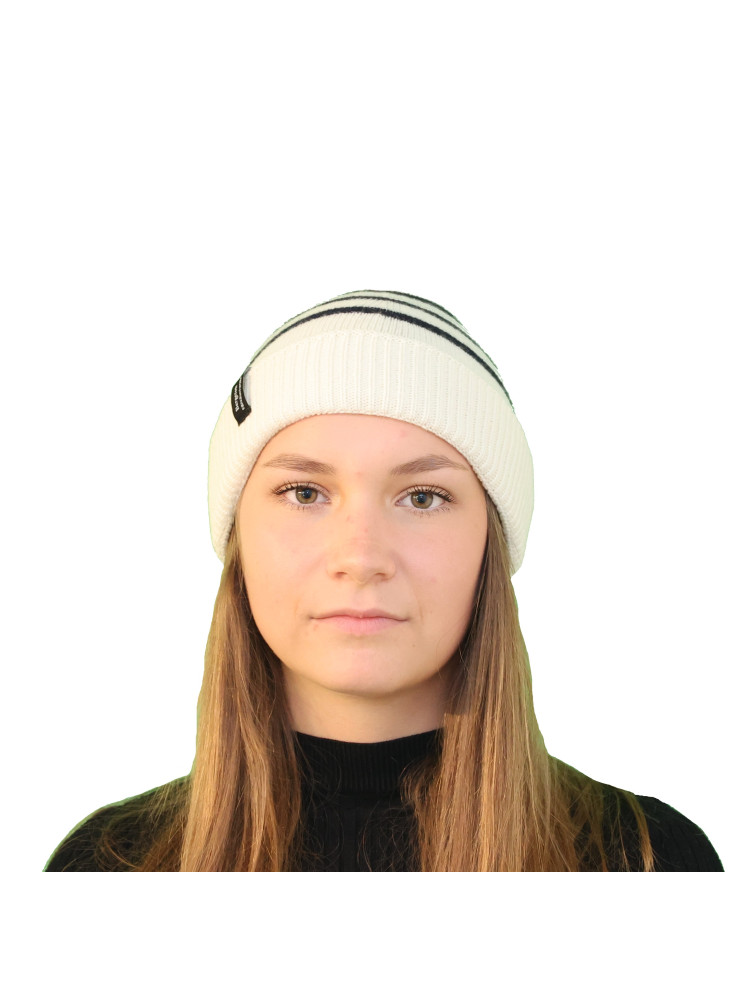 Bonnet marin rayé laine blanc - marine Bonnet marin rayé laine blanc - marine