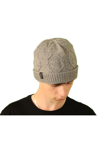 Bonnet torsade cachemire gris pour homme