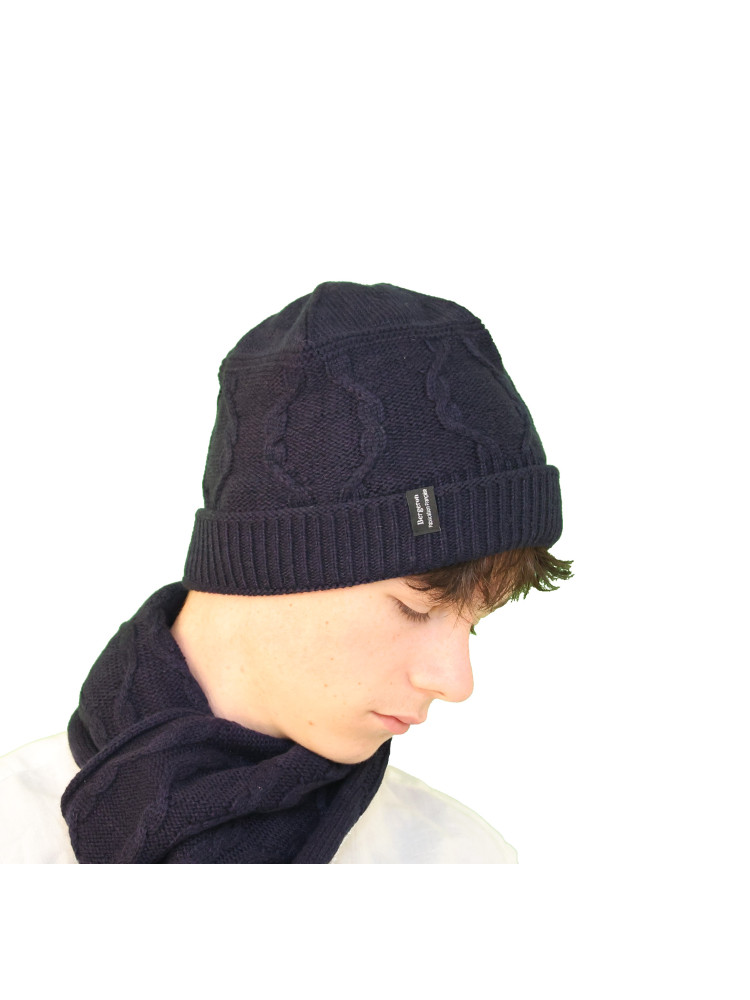 Bonnet torsade cachemire marine pour homme Bonnet torsade cachemire marine pour homme