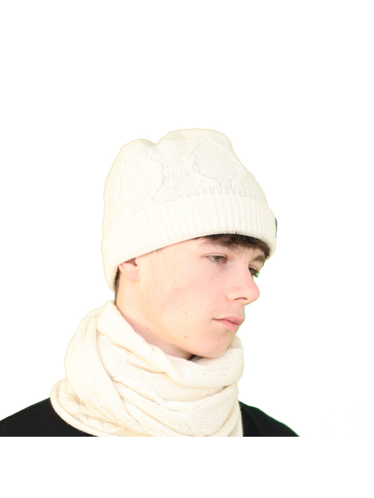 Bonnet torsade cachemire écru pour homme Bonnet torsade cachemire écru pour homme