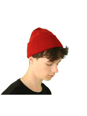 Bonnet robuste pure laine homme - rouge