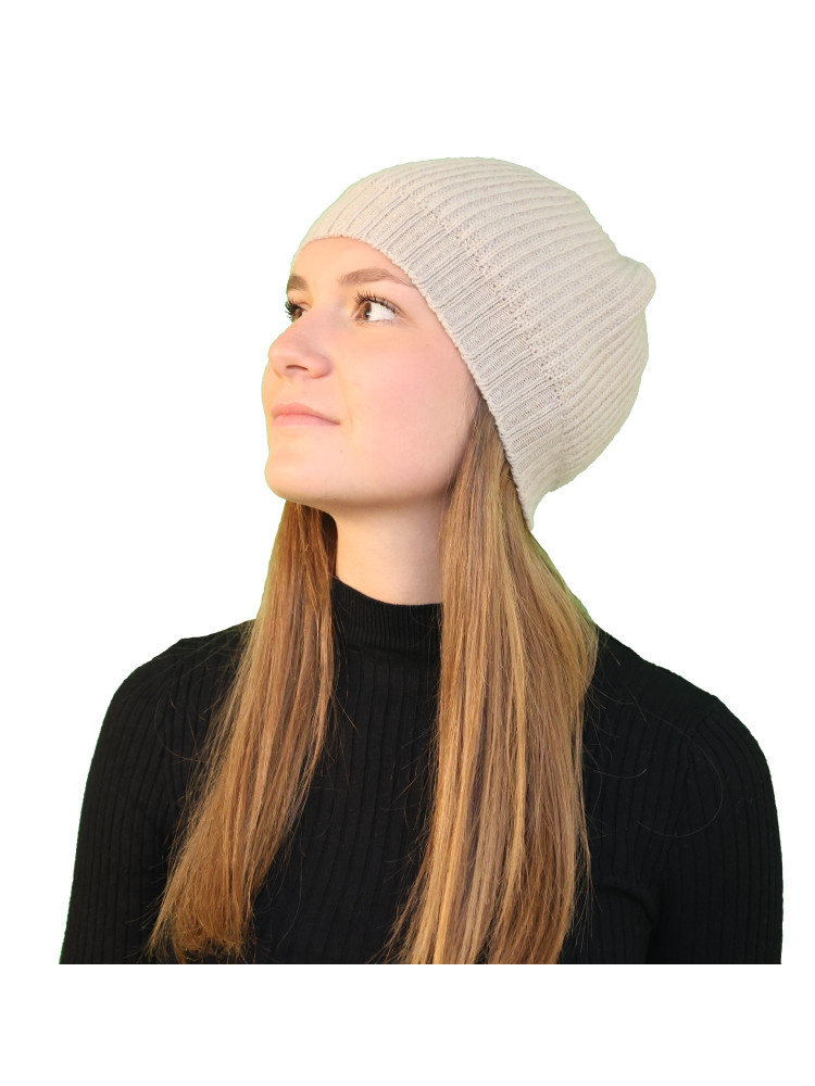 Petit bonnet rond pure laine beige