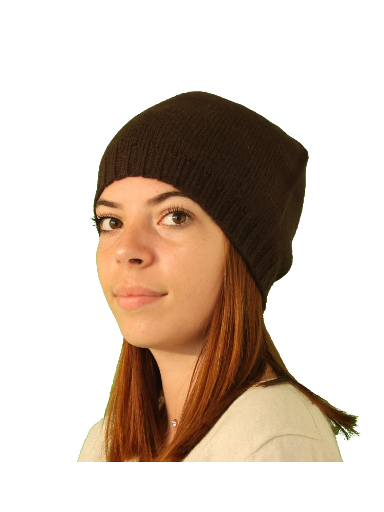 Bonnet strass marron laine angora Bonnet strass marron laine angora