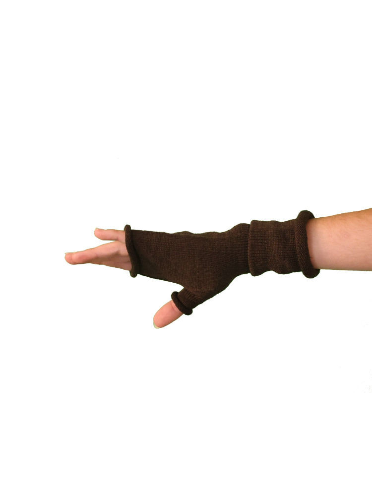 Mitaines mi-longues laine marron Mitaines mi-longues laine marron