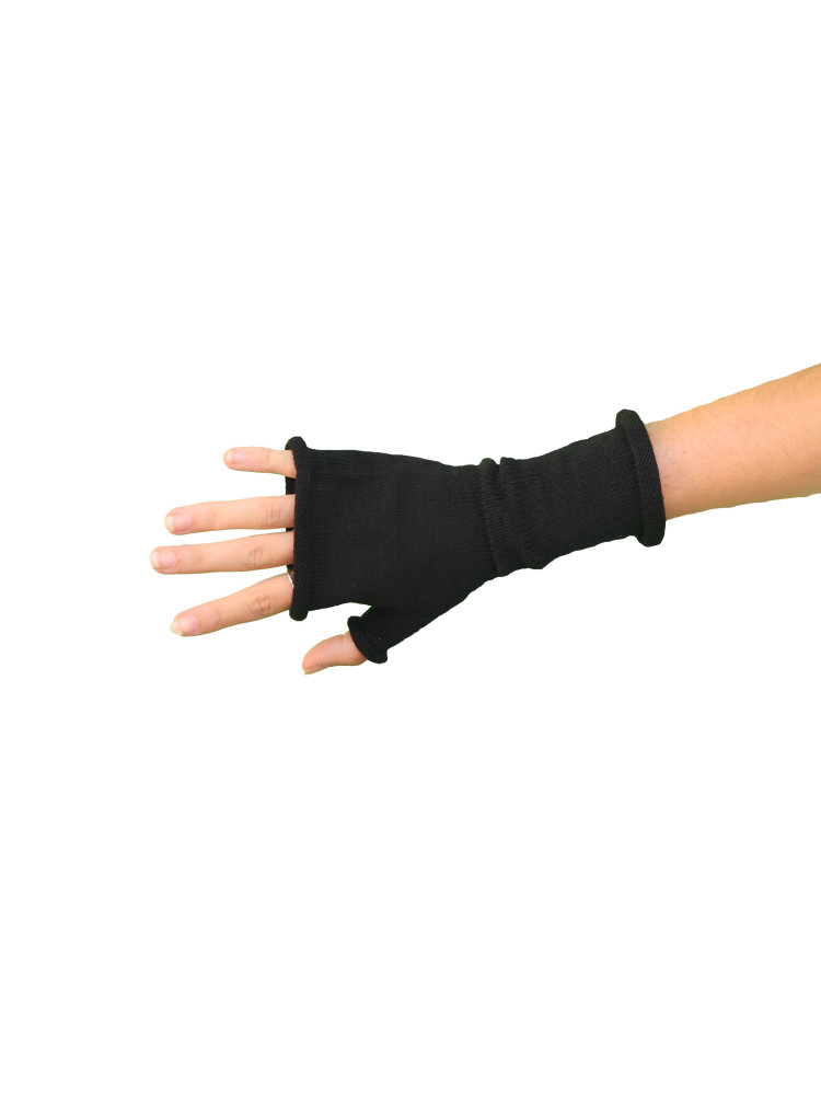Mitaines mi-longues laine noire Mitaines mi-longues laine noire