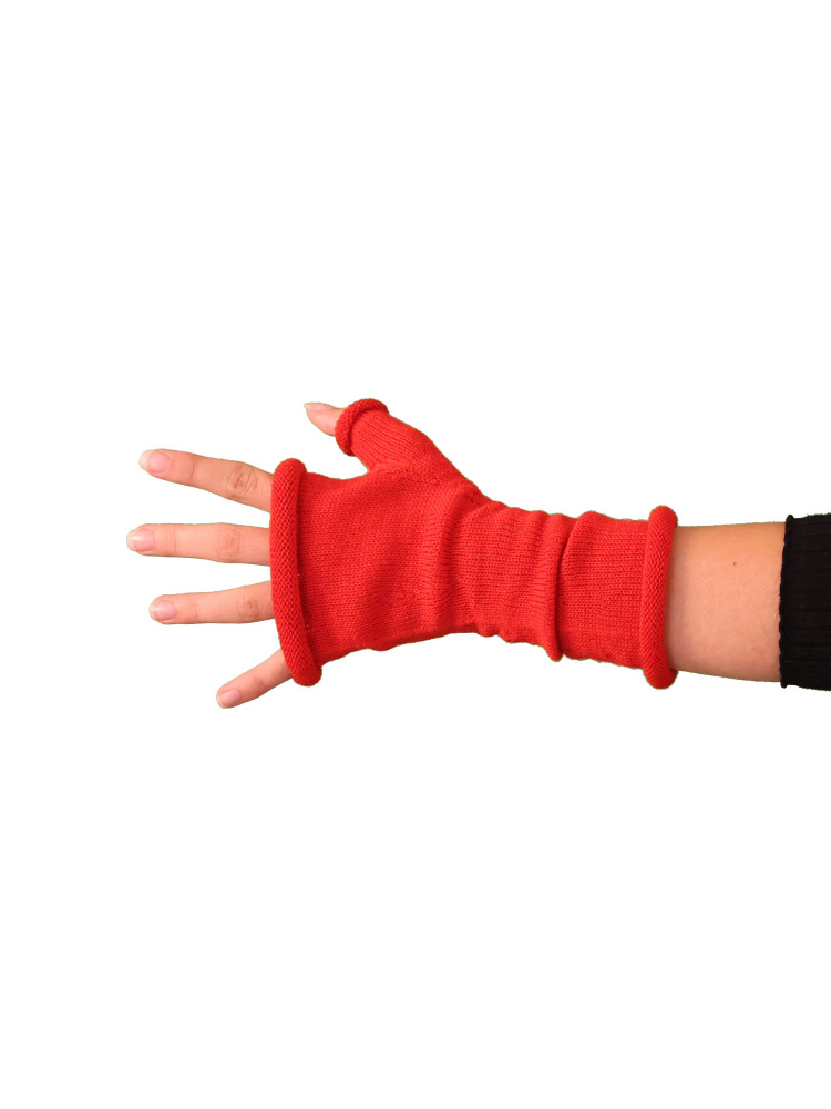 Mitaines mi-longues laine rouge Mitaines mi-longues laine rouge