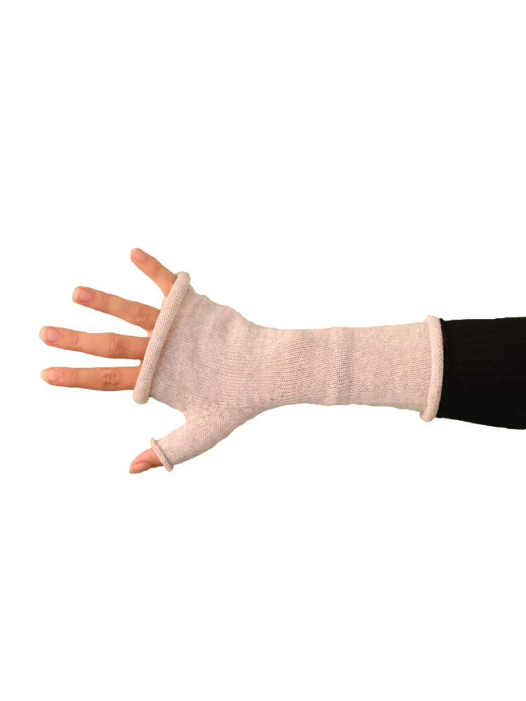 Mitaines mi-longues laine gris clair Mitaines mi-longues laine gris clair