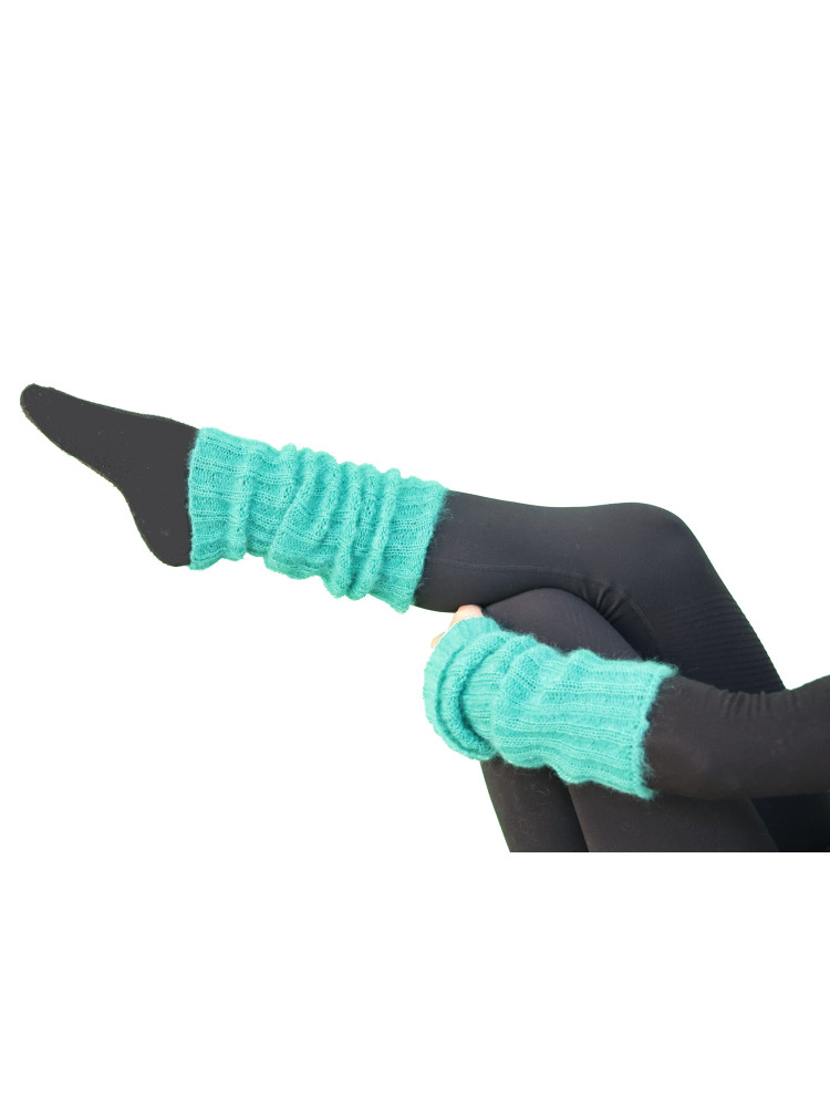 Guêtres bras et jambes mohair turquoise