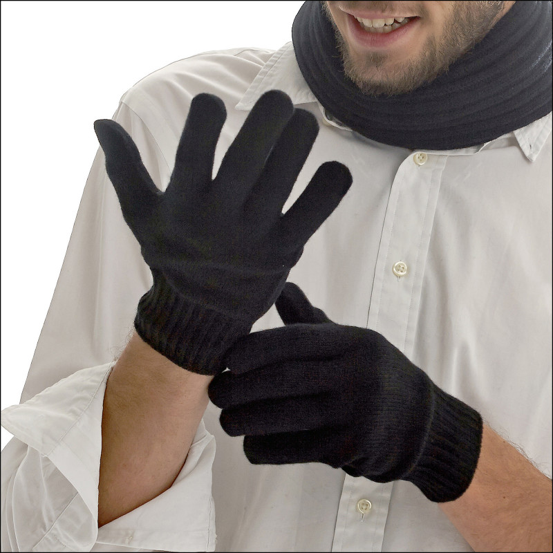 Gants 100% cachemire homme - noir