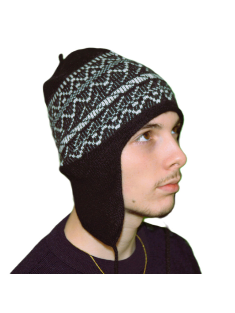 Bonnet Péruvien cachemire noir Bonnet Péruvien cachemire noir