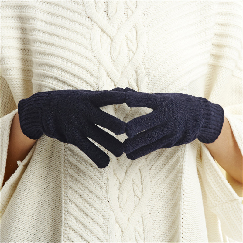 Gants 100% cachemire femme - bleu marine